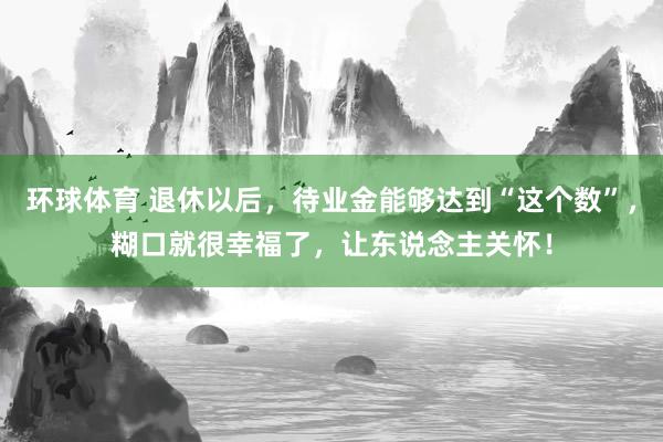 环球体育 退休以后，待业金能够达到“这个数”，糊口就很幸福了，让东说念主关怀！