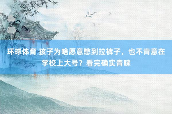环球体育 孩子为啥愿意憋到拉裤子，也不肯意在学校上大号？看完确实青睐