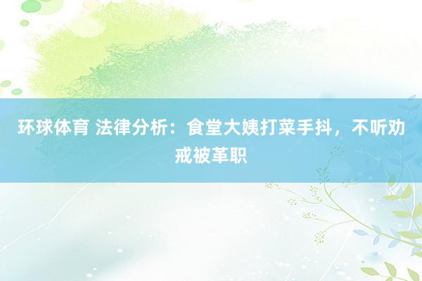 环球体育 法律分析：食堂大姨打菜手抖，不听劝戒被革职