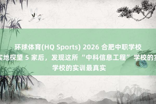 环球体育(HQ Sports) 2026 合肥中职学校哪个好？实地探望 5 家后，发现这所 “中科信息工程” 学校的实训最真实