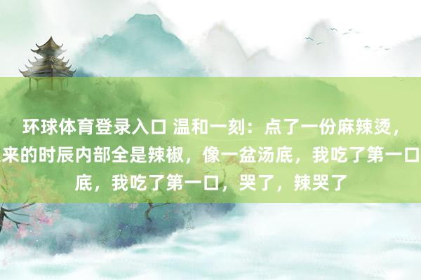 环球体育登录入口 温和一刻：点了一份麻辣烫，备注要特辣，送来的时辰内部全是辣椒，像一盆汤底，我吃了第一口，哭了，辣哭了