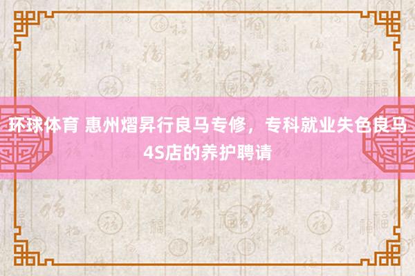 环球体育 惠州熠昇行良马专修，专科就业失色良马4S店的养护聘请