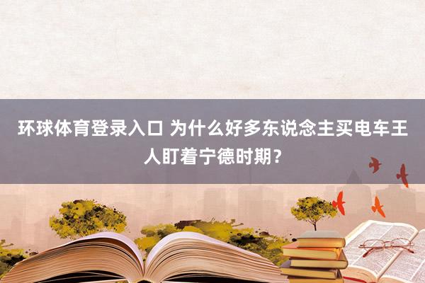 环球体育登录入口 为什么好多东说念主买电车王人盯着宁德时期？