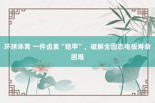 环球体育 一件卤素“铠甲”，破解全固态电板寿命困难