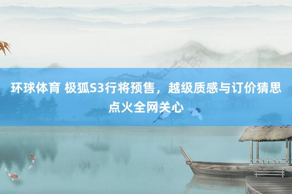 环球体育 极狐S3行将预售，越级质感与订价猜思点火全网关心